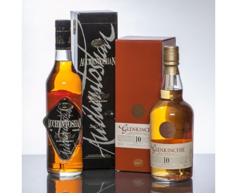 AUCHENTOSHAN 21 YEARS OLD
Lowland Single Malt Scotch Whisky. 70cl, 43% volume, in presentation carton. 
GLENKINCHIE 10 YEARS 