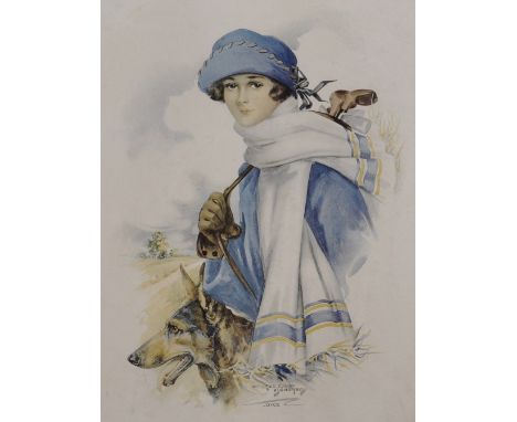 After George Bonomory, 'Joyce' a Colour Print of a Lady Golfer, 11" x 8.5".
