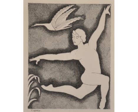 After T. Aubey, A Print of a Nude, 13" x 9.5".
