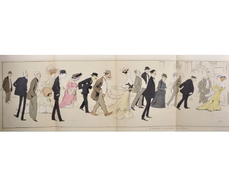 Georges Goursat 'Sem', La Marche a la Roulette. A Quadruple Page Lithograph, 20.5" x 53".