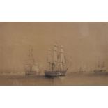 Oswald Walters Brierly (1817 - 1894) British. The English and French Fleets in the Baltic, Screw