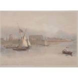 After David Roberts (1796 - 1864) British. 'General View of the Ruins of Luxor from the Nile'.