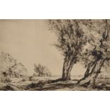 After William Palmer Robins (1882-1959) British. Cattle in a Landscape, Etching, Signed and Dated in