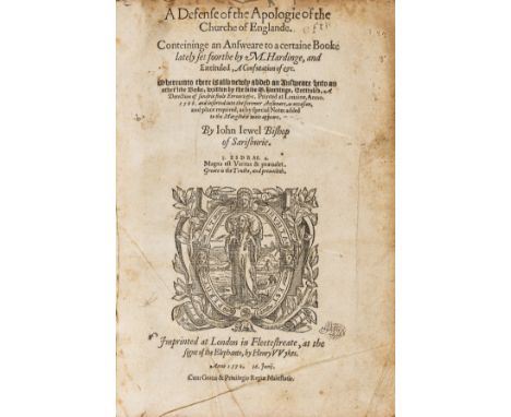 Jewel (John) A Defence of the Apologie of the Churche of Englande, title with large woodcut device, title rather creased and 