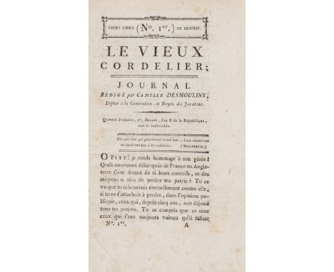 NO RESERVE French Revolution.- Desmoulins (Camille) Le Vieux Cordelier, 7 numbers, first edition, E8 part of margin cut away,