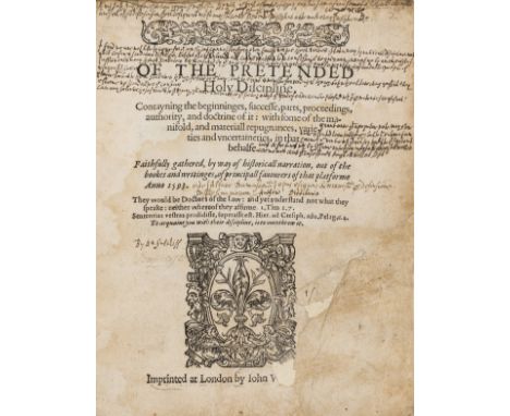 Bancroft (Richard) A Survay of the Pretended Holy Discipline, first edition, woodcut device and decoration on title, other wo