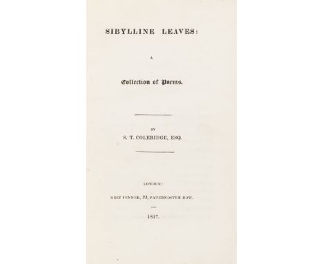 Coleridge (Samuel Taylor) Sibylline Leaves: A Collection of Poems, first edition, half-title, errata f., k2 repaired at foot,