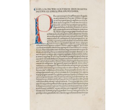 Orosius (Paulus) Historiae adversos paganos, edited by Aeneas Vulpes and Laurentius Brixiensis, collation: a-i K l m8 n10, 10