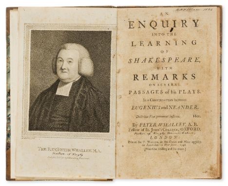 Shakespeare (William).- Whalley (Peter) An Enquiry into the Learning of Shakespeare, with Remarks on Several Passages of his 