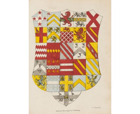 Dugdale (Sir William) The Baronage of England, 3 vol. in 1, first edition, titles to vol.1 &amp; 2 in red and black, 5 foldin