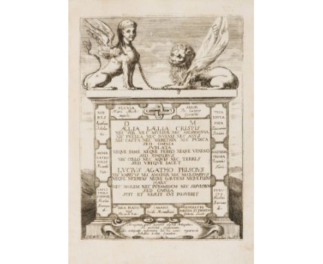 NO RESERVE Malvasia (Carlo Cesare) Aelia Laelia Crispis non nata resurgens in expositione legali, half-title, engraved plate,