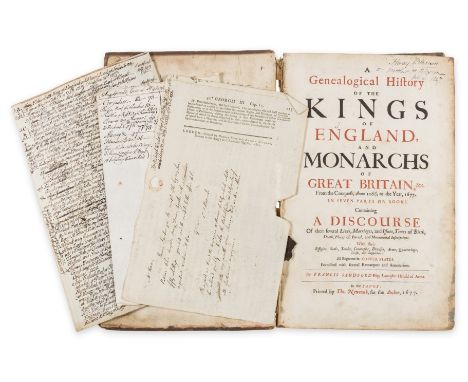 Sandford (Francis) A Genealogical History of the Kings of England, and Monarchs of Great Britain, first edition, title in red