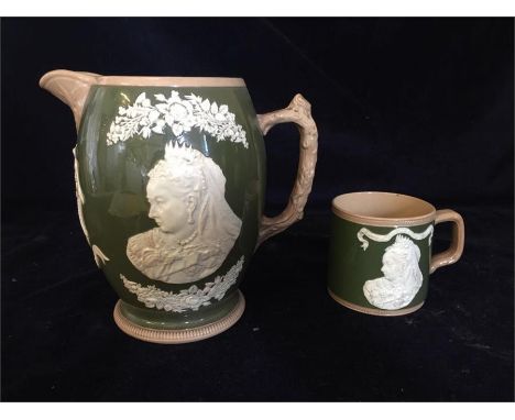 Copeland late Spode Victoria Queen and Empress 1837 -1897 Diamond Jubilee jug and Mug