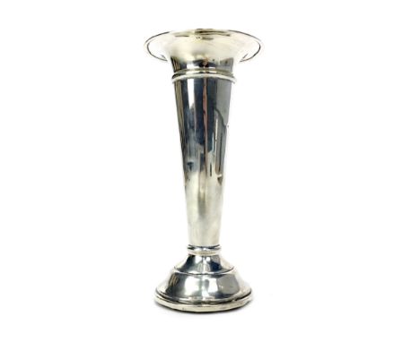 GEORGE V SILVER TRUMPET VASE, maker William Hutton &amp; Sons Ltd, Birmingham 1921, of trumpet form, raised on circular foot,