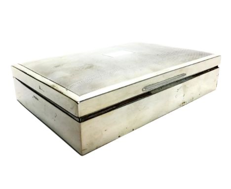 EARLY 20TH CENTURY SILVER CIGARETTE BOX, maker B. Bros., Birmingham marks, with engine turned hinged cover, lined interior, 1