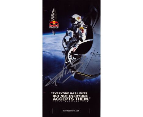 Felix Baumgartner B.A.S.E. Jumper & Skydiver Signed Leaflet. Good condition. All autographs are genuine hand signed and come 