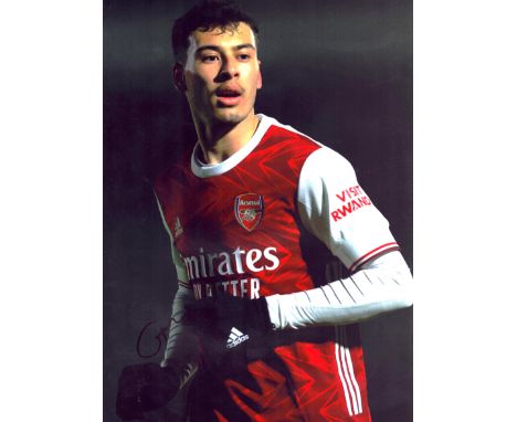 Gabriel Martinelli signed 16x12 inch colour print. Good condition. All autographs are genuine hand signed and come with a Cer