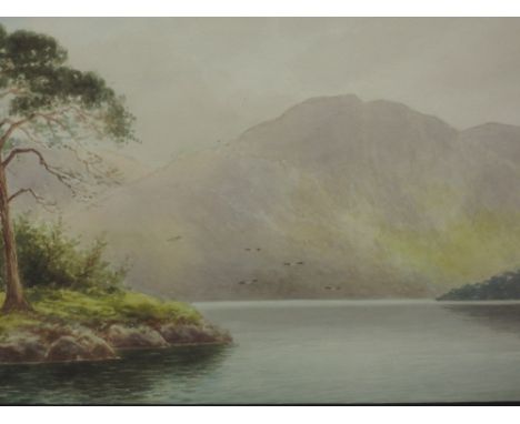 A watercolour, Annie M Parsons, Head of Ullswater, signed, 26 x 74cm, plus frame and glazed