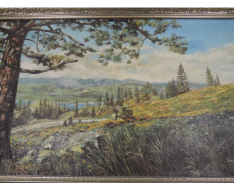 An oil painting, John Wilkinson, country landscape, 60 x 100cm, plus frame