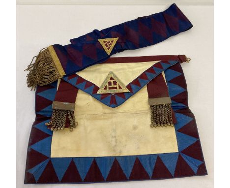 A vintage Masonic Royal Arch Principals Apron and sash.  