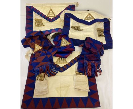 A quantity of vintage Masonic Royal Arch companions aprons and sash's.  