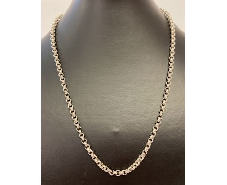 A 20 inch silver belcher chain with lobster style clasp.  Clasp and fixings marked with scales, 925 and maker initials.  Tota