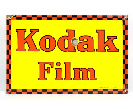 Enamel sign Kodak FilmThis enamel Kodak Film sign has 1 cm side edge and 4 mounting holes. Overall good condition, large enam