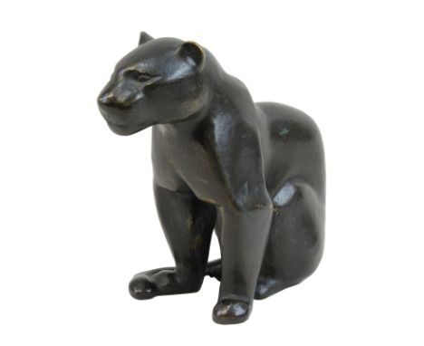 Harth, Philipp (Mainz 1885 - 1986 Bayrischzell), Sitzender Jaguar, Bronze 1932, Philipp Harth machte von 1901-03 in Mainz u. 