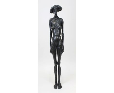 Müller-Ahlheim, Michael (geb. Darmstadt 1957), "Donna I", stehender weiblicher Akt, Bronze mit dunkler Patina, H: ca. 80 cm, 