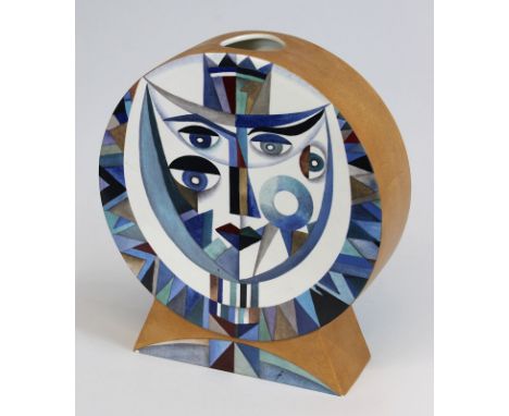 Cambra Skadé, Gesichtervase, Goebel, Kollektion Artis Orbis, 2. H. 20. Jh., heller Scherben, polychrom dekoriert mit Gesicht 