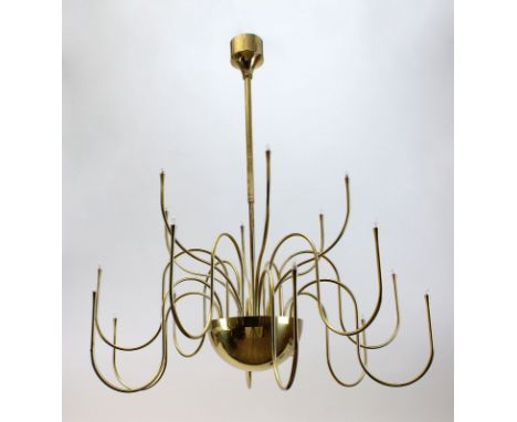 Eleganter Messingkronleuchter, Mesa 18 von Florian Schulz (1946 - 2019), deutsch 1990er Jahre, Vintage Design, mit 18 Armen, 