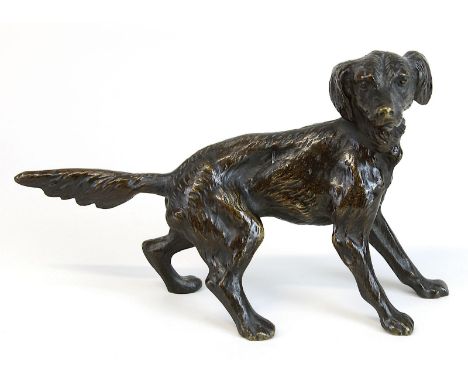 Pierre-Jules Mène (attr., Paris 1810 - 1879 Paris), Jagdhund, Bronze mit schöner antiker Patina, H: 10 cm, L: 14 cm, 4071 - 0