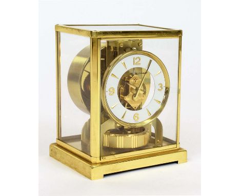 ATMOS CLOCK, mid 20th century, Jaeger Lecoultre, pendulum perpetual movement, in rectangular brass and glass case bears no 31