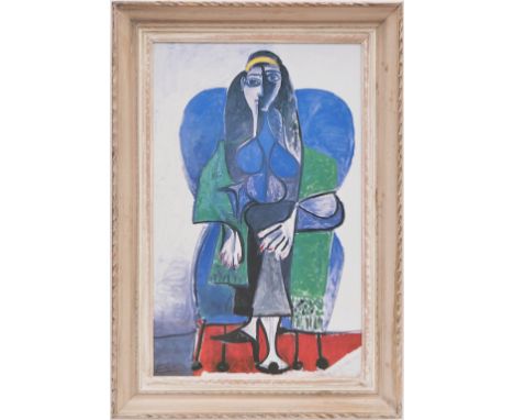 PABLO PICASSO (1881-1973), 'Femme', quadrichrome, framed, 69.5cm x 43.5cm. 