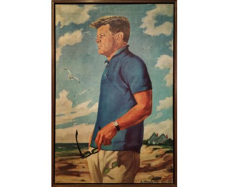RAY MONDELLO, 'John F Kennedy', Martha's Vineyard', silkscreen on canvas, framed. 