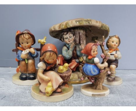4 WEST GERMAN GOEBEL FIGURES TOGETHER WITH ONE OTHER FIGURE