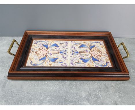 REPRODUCTION 2 TILE TWIN HANDLED TRAY