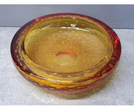 VINTAGE WHITEFRIARS BUBBLE GLASS CENTRE BOWL