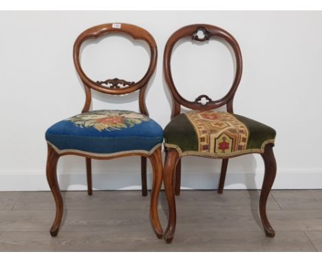 2 ANTIQUE BALLOONBACK CHAIRS WITH TAPESTRY SEATS
