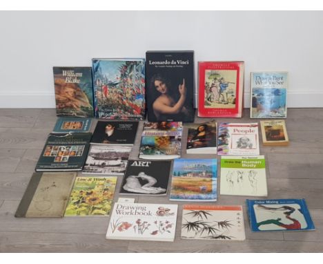 COLLECTION OF VINTAGE ART AND DRAWING BOOKS INCLUDING LEONARDO DA VINCI THE COMPLETE PAINTINGS AND DRAWINGS, WILLIAM BLAKE AN