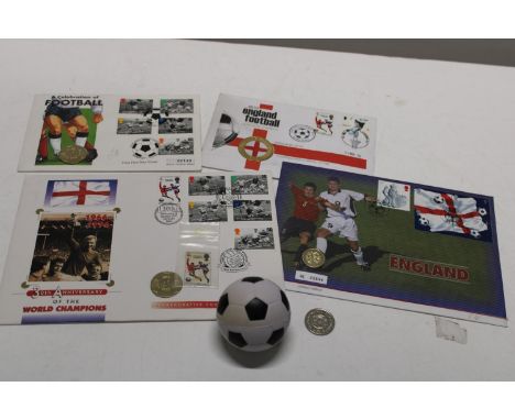 A selection of collectable football related First Day Cover coins 