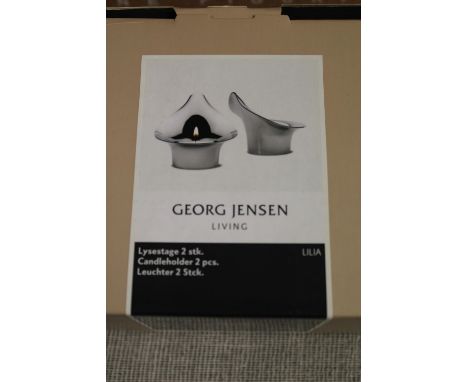 A Georg Jenson boxed two piece candlestick set 