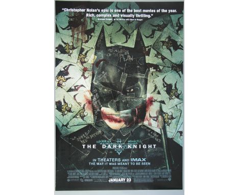 The Dark Knight rare double sided rolled condition US one sheet. Artwork of the Jokers playing cards forming the image of Bat