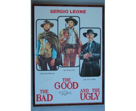 A collection of framed posters including; The Good, The Bad and the Ugly (Signed by Clint Eastwood and Eli Wallach, 40" x 29"