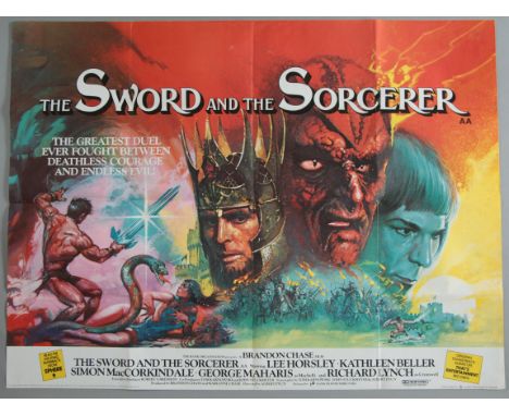 A collection of 23 folded film posters including British Quads; The Sword & the Sorcerer, The Alchemist, Whoops Apocalypse, A