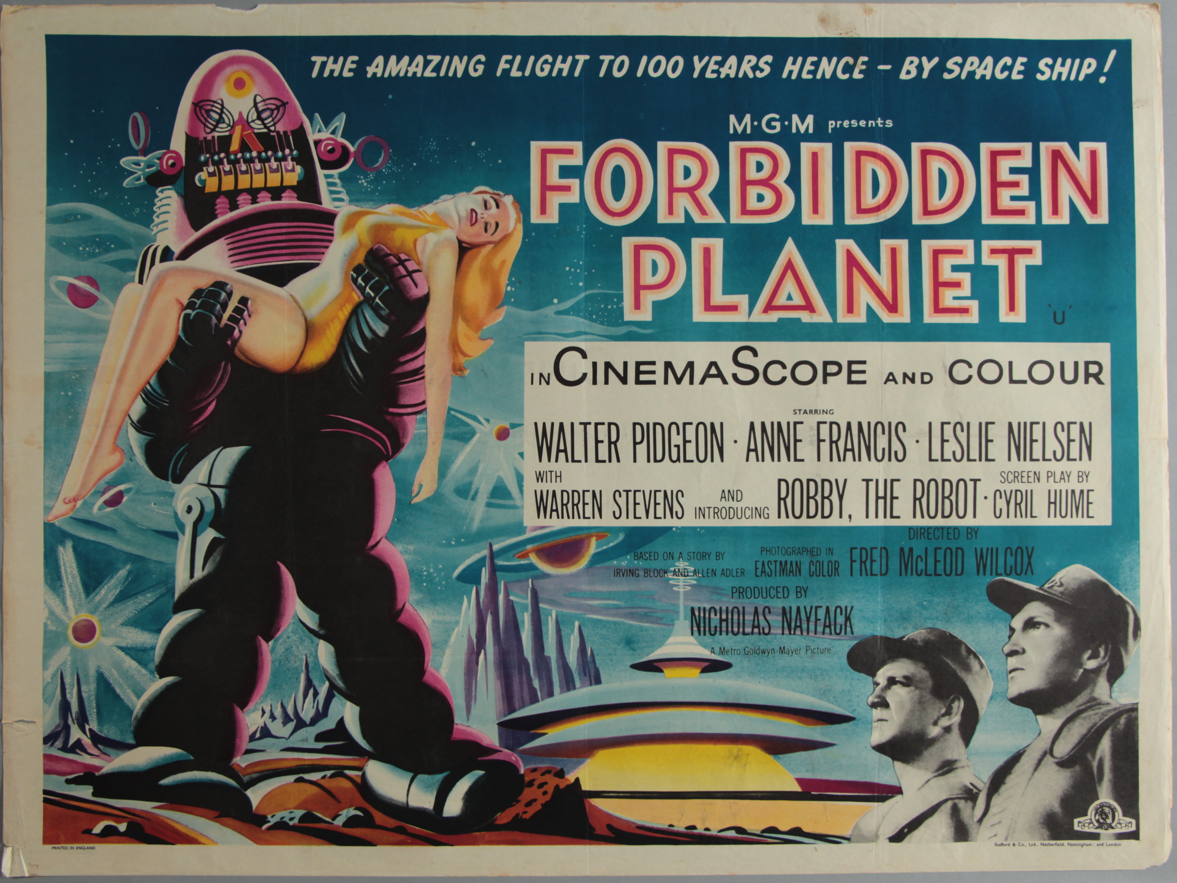 Forbidden Planet 1956 First Release Original British Quad Film Poster From 1956 Complete With R 4804