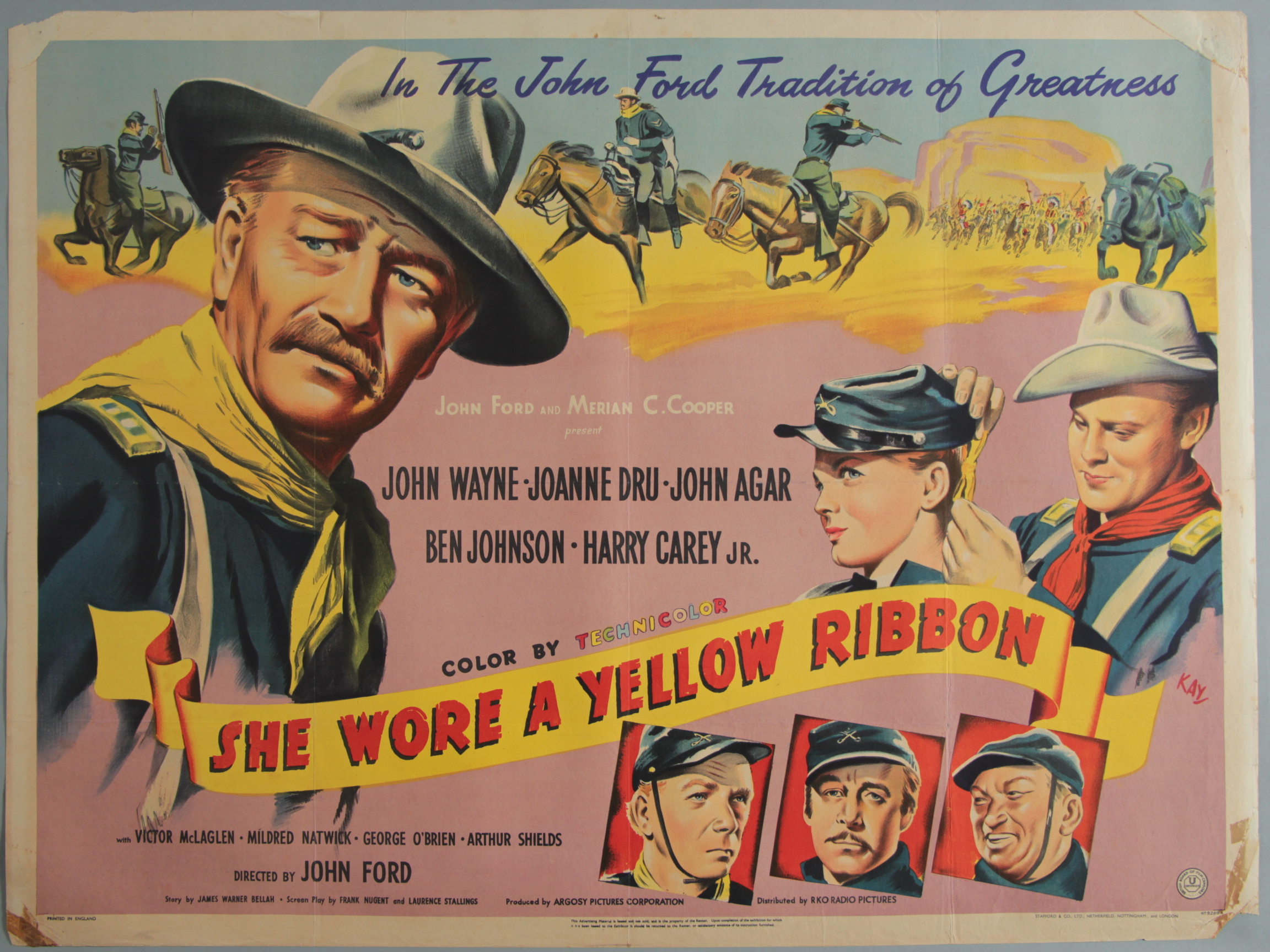 She Wore a Yellow Ribbon (1949) Original British Quad film poster of