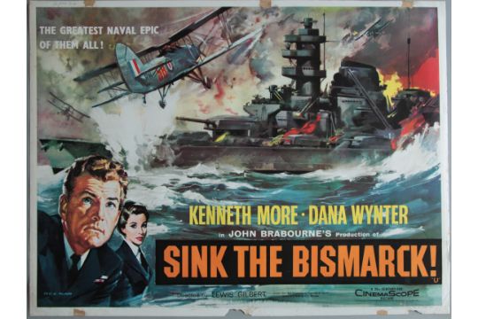 Sink The Bismarck 1960 First Release Original Rolled