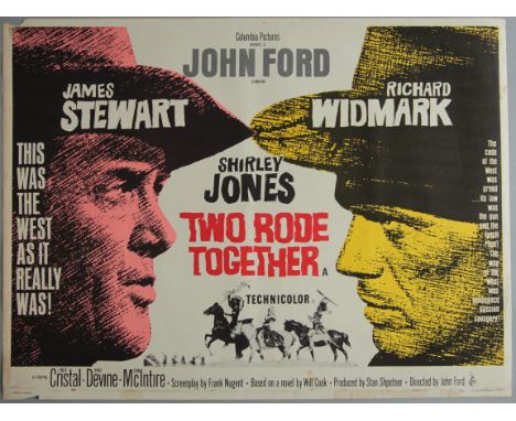 Two Rode Together (1961) first release original British Quad film poster in rolled condition. Starring James Stewart and Rich