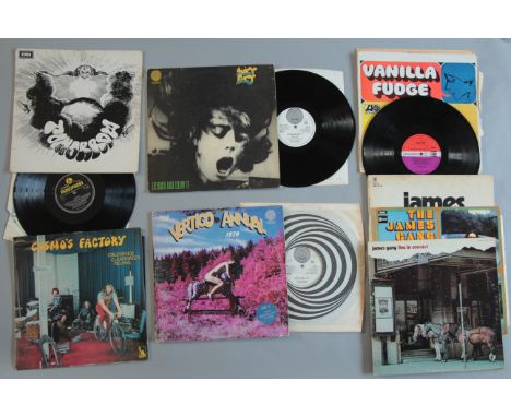 8 LP records inc. Juicy Lucy "Lie Back and Enjoy it" Vertigo 6360014, Vertigo Annual 1970, Vanilla Fudge Atlantic 588086, Tom